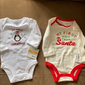 2 Carter’s 1st Christmas onesies. NB and 3 month